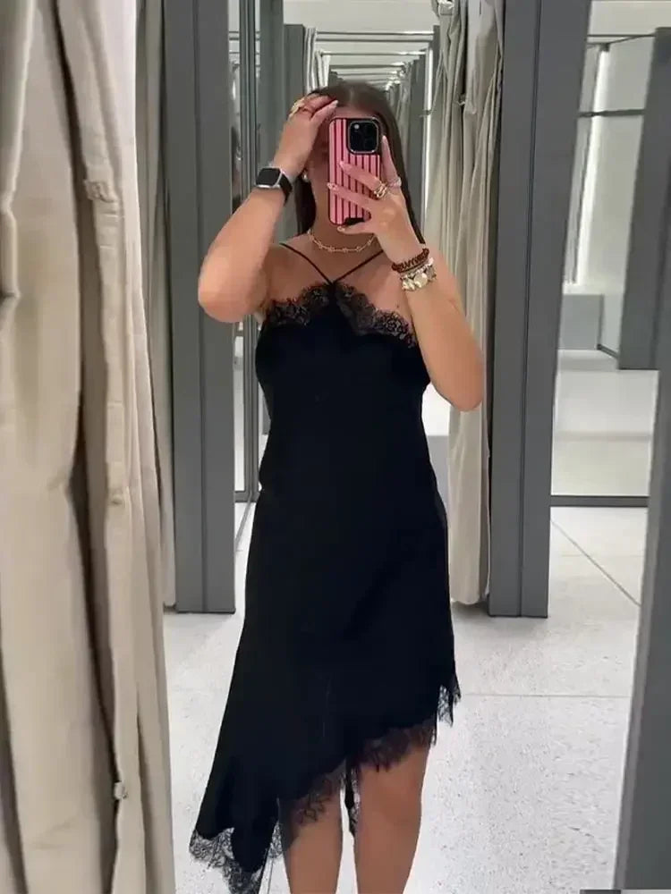 Women’s Asymmetrical Sling Dress - V-Neck Party Wear Spring 2025