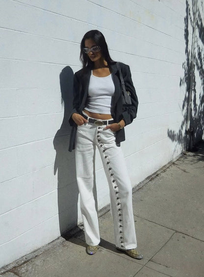 Penny Mid Rise Straight Leg Jeans White