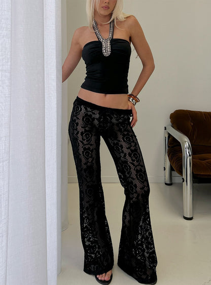 Rosadonna Lace Flare Pants Black