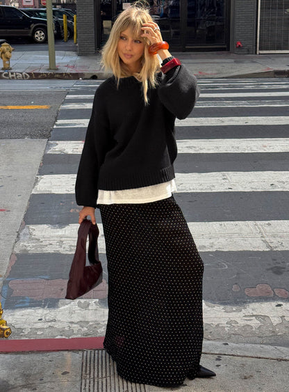 Ford Maxi Skirt Onyx Polka Dot