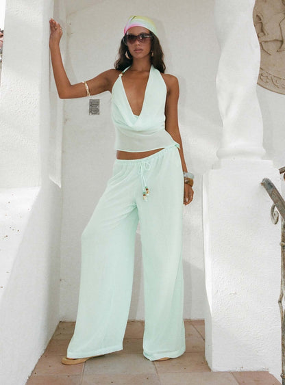 Distinction Chiffon Pants Aqua