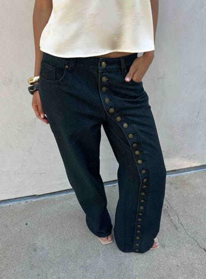 Penny Mid Rise Straight Leg Jeans Raw Denim