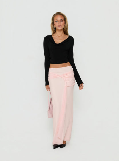 Isador Ruched Maxi Skirt Pink