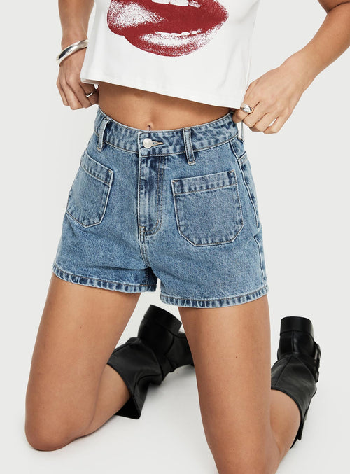 Take My Breath Denim Shorts Light Blue Wash