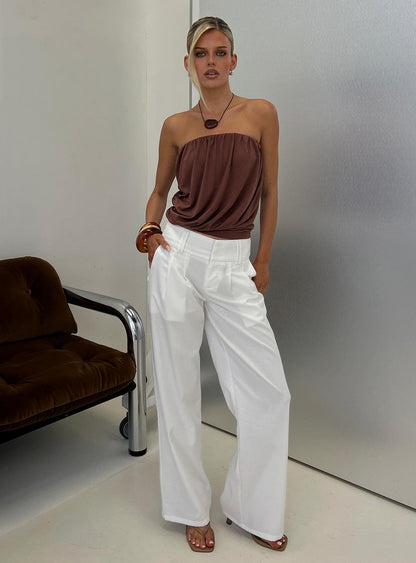 Two Lovers Linen Low Rise Pants White