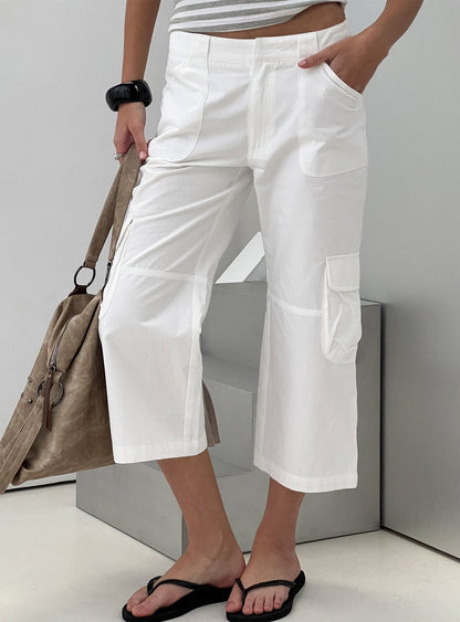 Indee Cropped Cargo Pants White