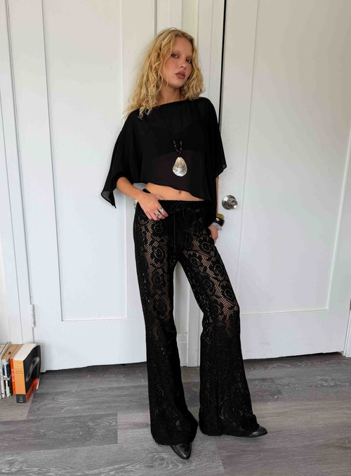 Rosadonna Lace Flare Pants Black