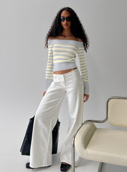 Hereos Mid Rise Baggy Leg Jeans White
