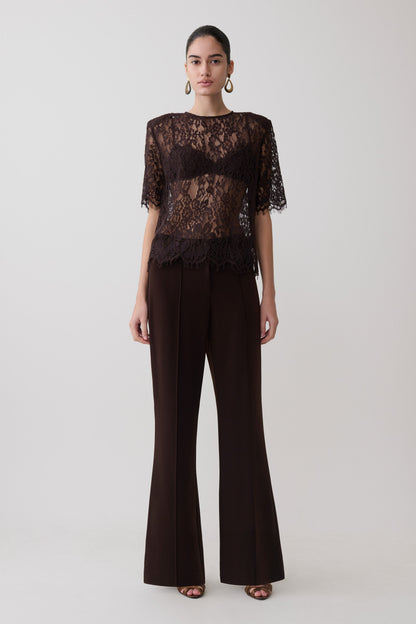 Darcie Fit And Flare Suiting Pants - Dark Chocolate
