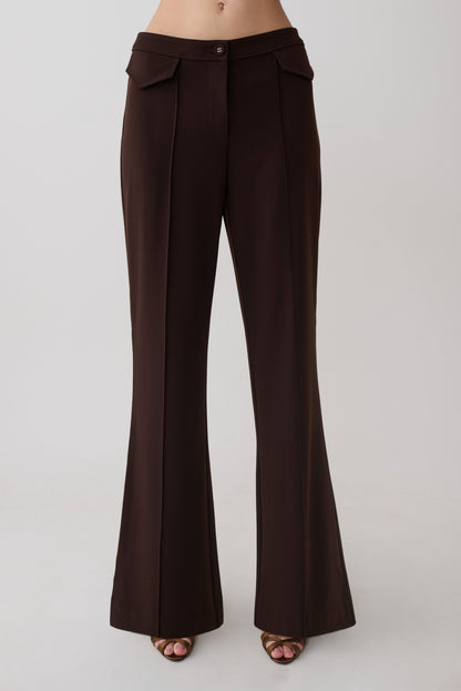 Darcie Fit And Flare Suiting Pants - Dark Chocolate