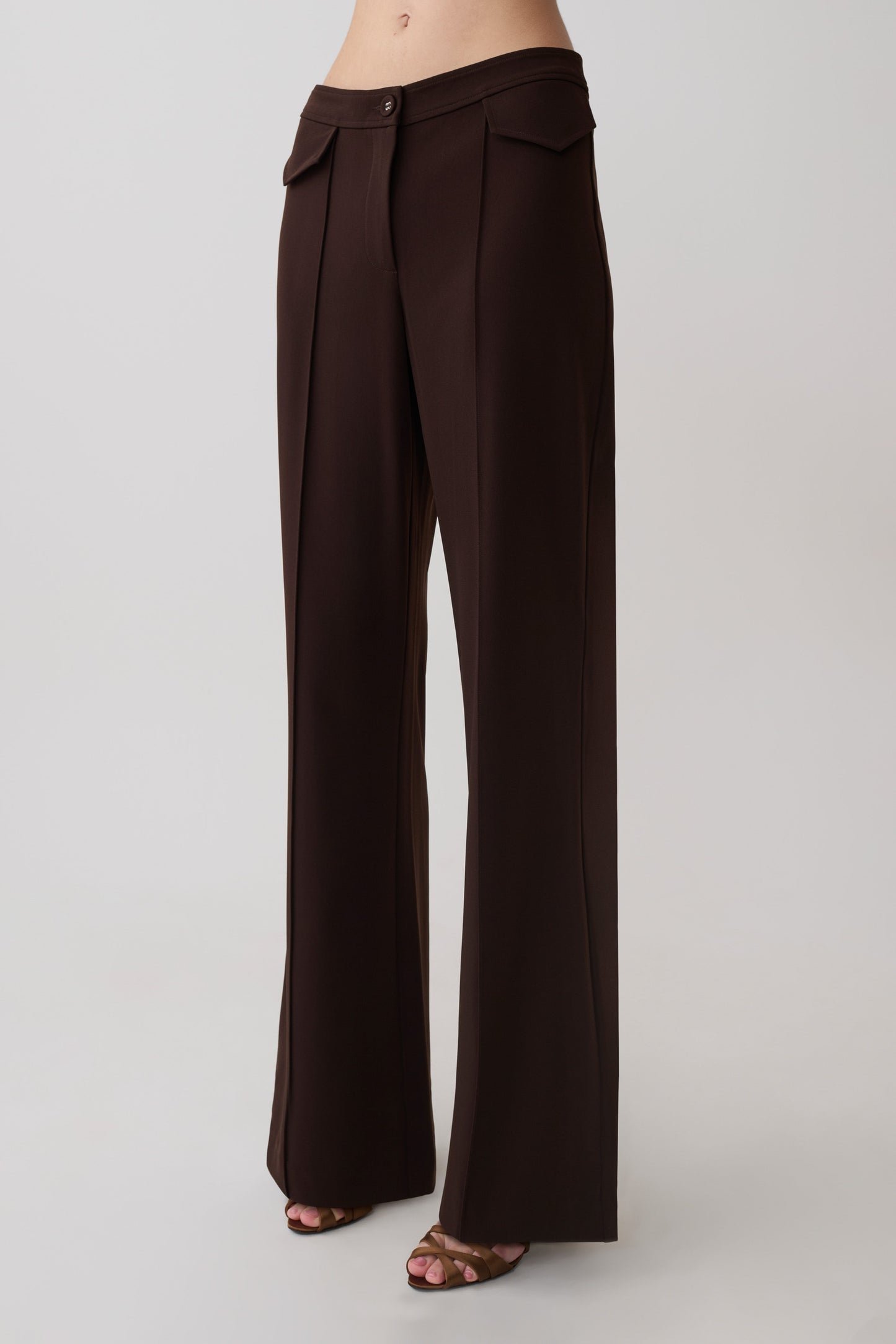 Darcie Fit And Flare Suiting Pants - Dark Chocolate