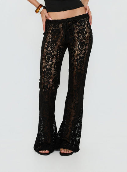 Rosadonna Lace Flare Pants Black