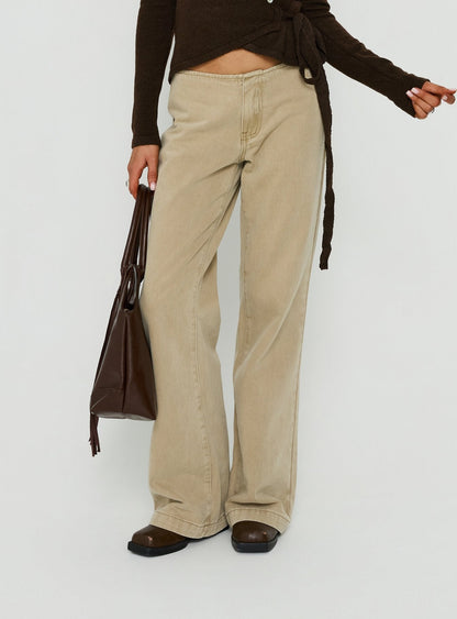 Buenos No Waist Low Rise Straight Leg Jeans Washed Khaki