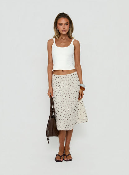 Olila Sequin Midi Skirt White Polka Dot