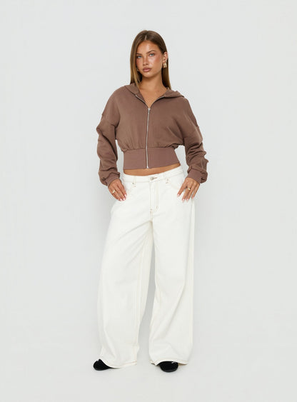 Naylor Mid Rise Wide Leg Jeans Cream Petite