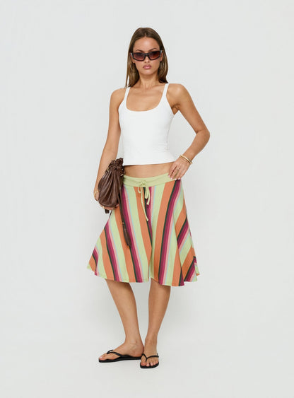Eranza Midi Skirt Mixed Orange Stripe