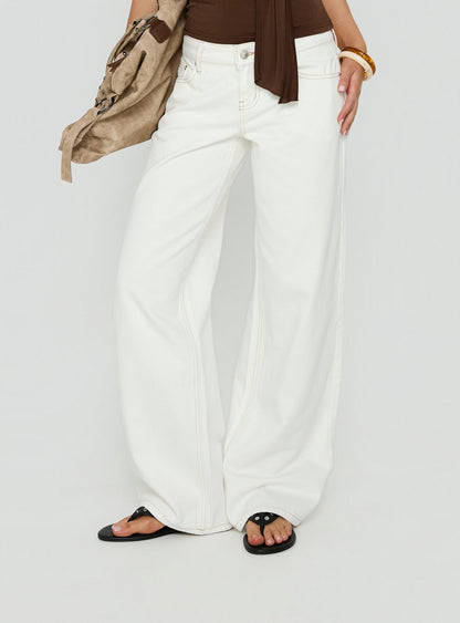 Tidal Wave Low Rise Straight Leg Jeans Cream