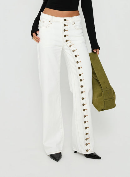 Penny Mid Rise Straight Leg Jeans White