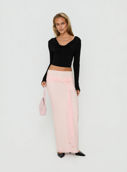 Isador Ruched Maxi Skirt Pink