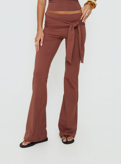 Daily Define Tie Waist Pants Brown