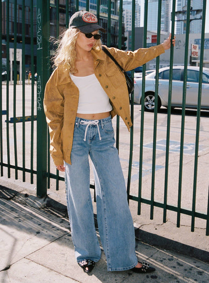 Mellowed Out Low Rise Straight Leg Jeans Mid Blue