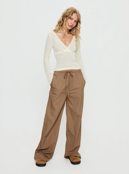Romonda Drawstring Straight Leg Pants Khaki