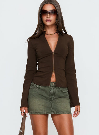 Laynee Butterfly Mini Skirt Washed Green