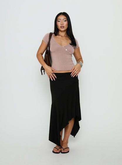 Futura Asymmetrical Midi Skirt Black