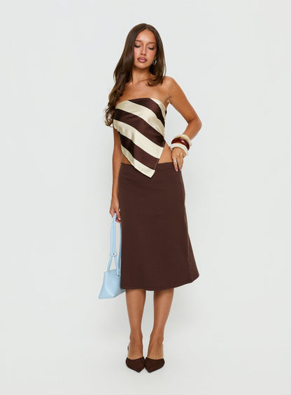 Baseline Rib Midi Skirt Chocolate