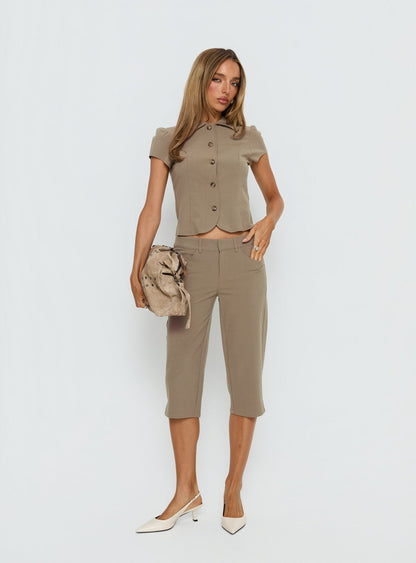 Tunian Capri Tailored Pants Taupe