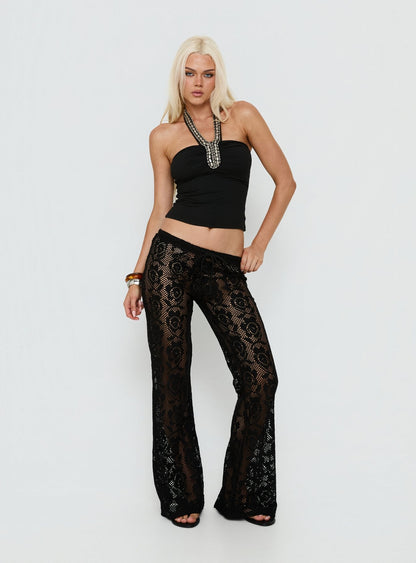 Rosadonna Lace Flare Pants Black