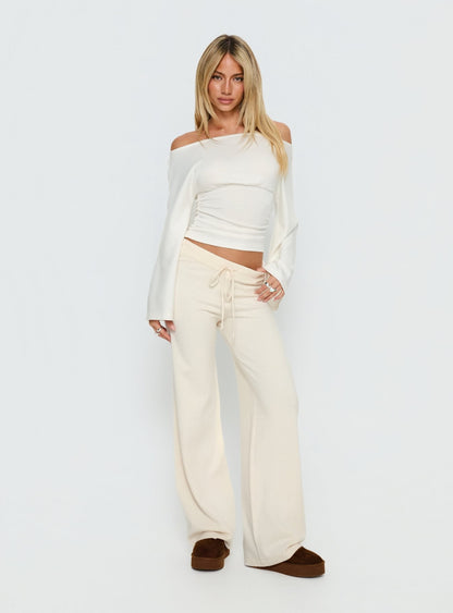 Felisha Low Waist Knit Pants White