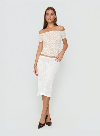 Coralyne Pointelle Midi Skirt White