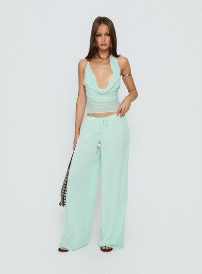 Distinction Chiffon Pants Aqua