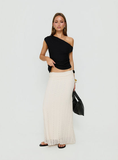 Katerine Ruched Lace Maxi Skirt Cream