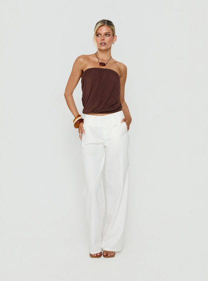 Two Lovers Linen Low Rise Pants White