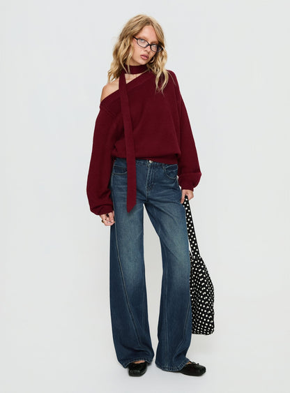 Kellsie High Rise Wide Leg Jeans Dark Blue Wash