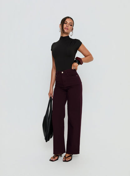 Nicolo High Rise Straight Leg Jeans Currant