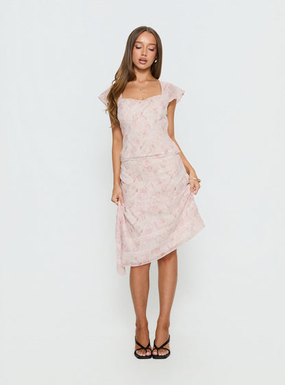 Avaline Asymmetrical Midi Skirt Pink