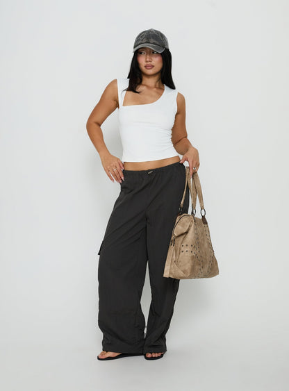 Lost On You Parachute Cargo Pants Charcoal