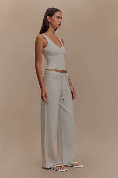 Natalya Ribbed Knit Cami Top - Heather Grey Marle