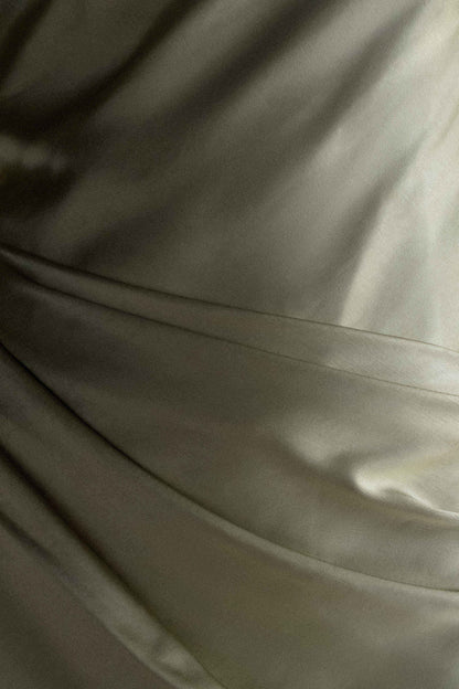Iris Long Sleeve Satin Maxi Dress - Sage