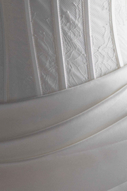 Galia Satin Corset Gown - White