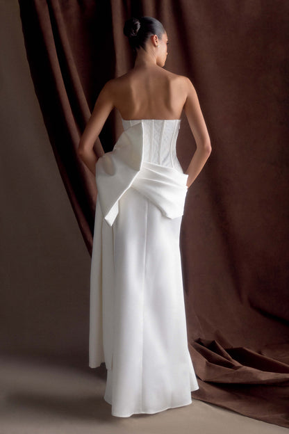 Galia Satin Corset Gown - White