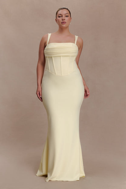 Luella Crepe Corset Maxi Dress - Lemon