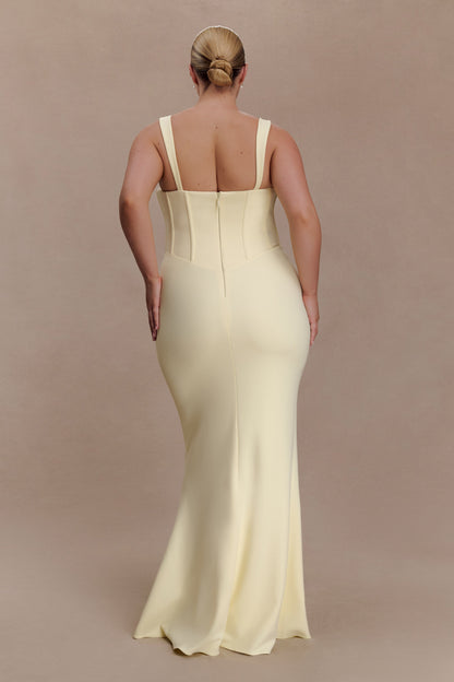 Luella Crepe Corset Maxi Dress - Lemon