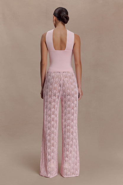 Angelika Twist Front Knit Top - Baby Pink