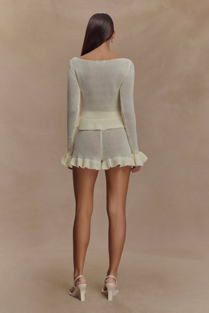 Eleanor Knit Frill Cardigan - White