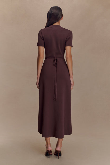 Pearson Short Sleeve Knit Midi Dress - Chocolate