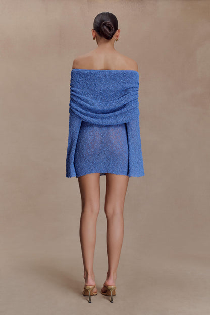 Marisol Off Shoulder Boucle Mini Dress - Periwinkle